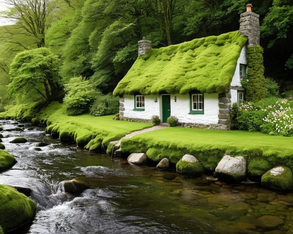 Charming Cottage by a Gentle Stream in Lush Greenery