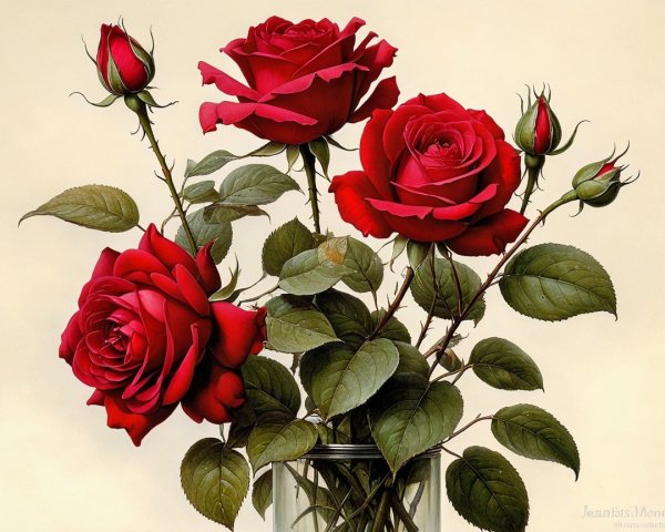 Vibrant Red Roses in Clear Glass Vase Arrangement