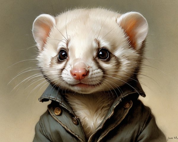 Charming Fluffy Ferret in Stylish Green Jacket