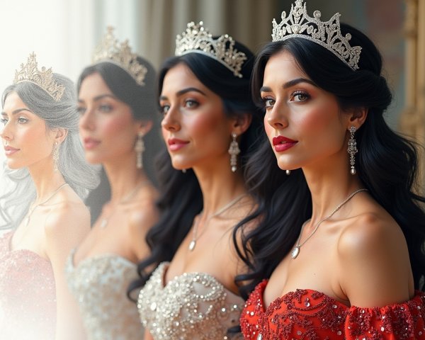 Elegant Gowns and Luxurious Crowns Showcase Beauty