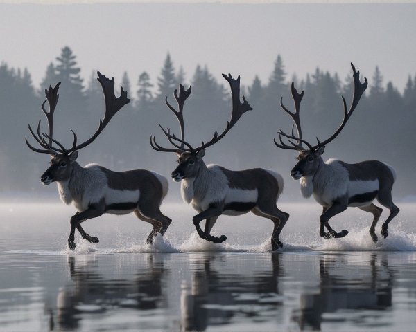 Majestic reindeer in a serene icy landscape