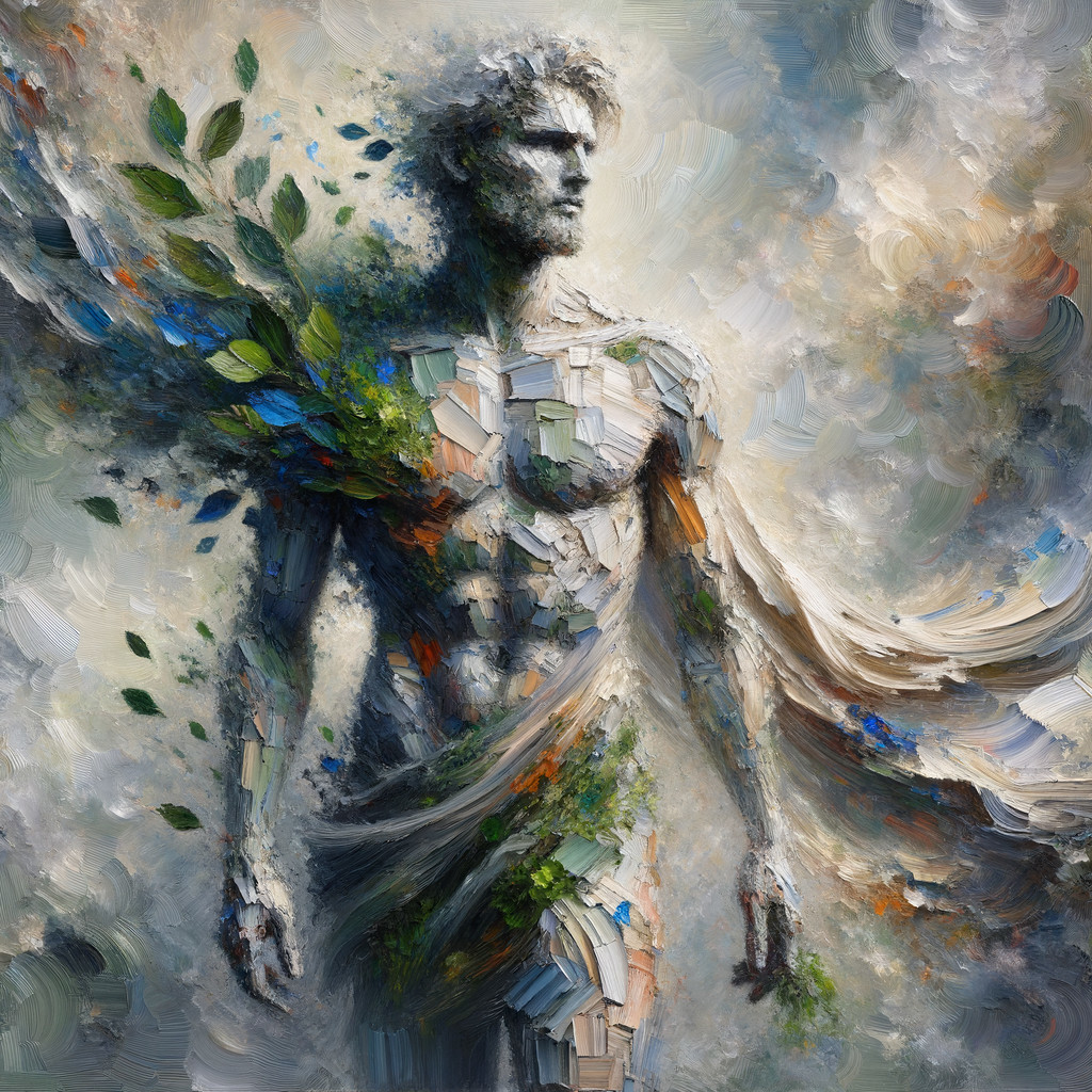 Abstract Figure of a Man in Colorful Backdrop