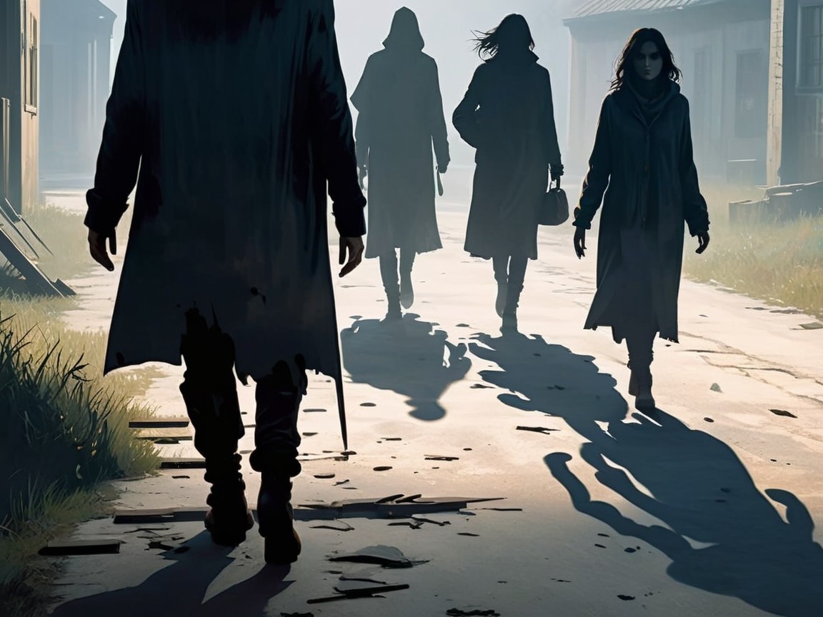 Mysterious Figures on an Abandoned Misty Street