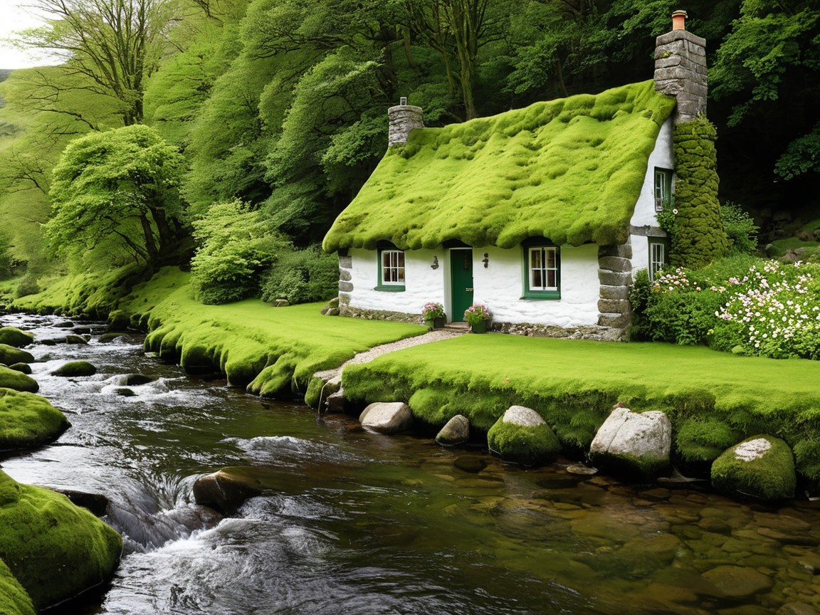 Charming Cottage by a Gentle Stream in Lush Greenery