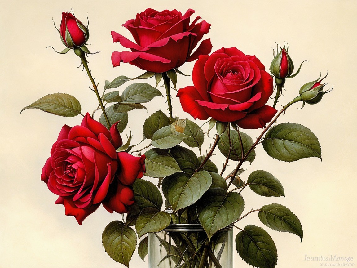 Vibrant Red Roses in Clear Glass Vase Arrangement