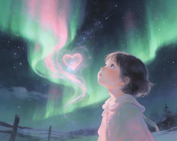 Toddler in Profile Against Starry Night Sky Scene