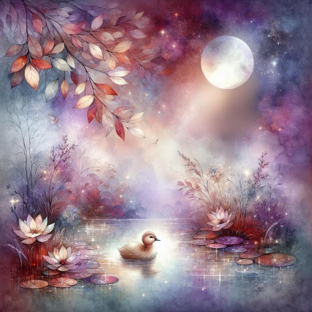 Magical Landscape with Pond and Water Lilies