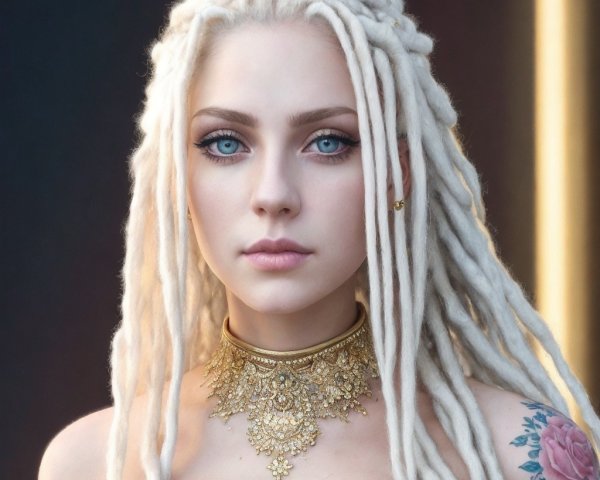 Portrait of a Young Woman with White Dreadlocks