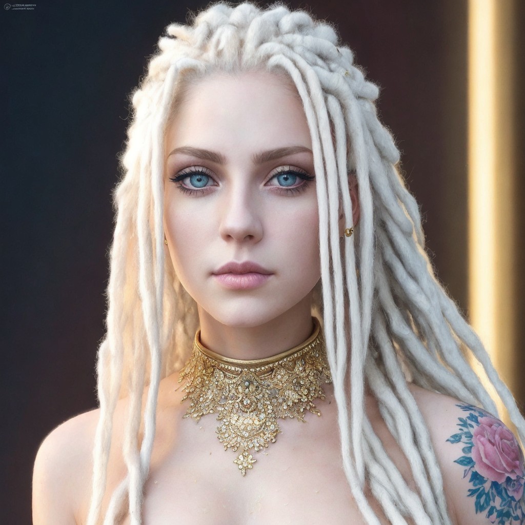 Portrait of a Young Woman with White Dreadlocks