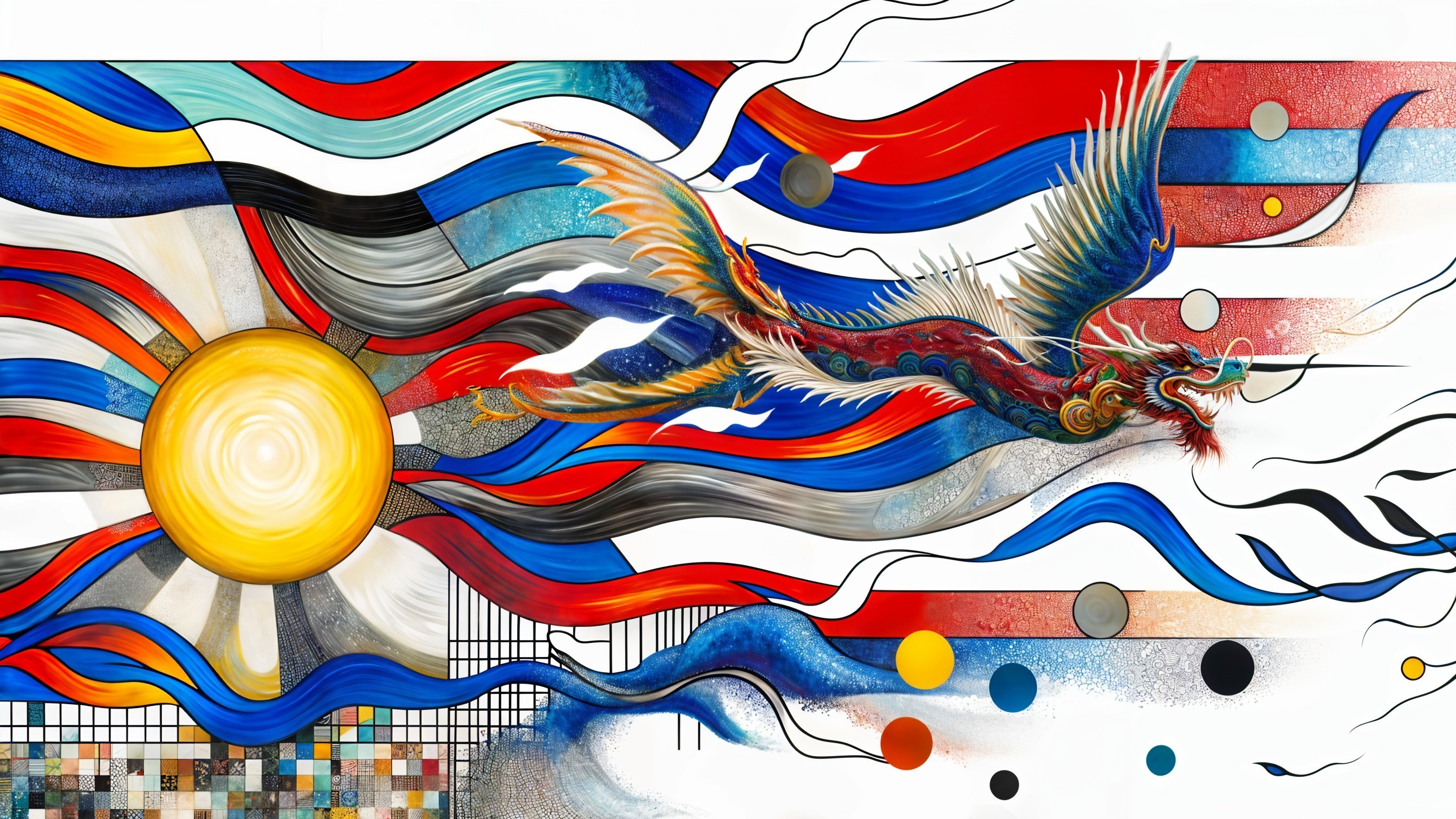 Vibrant Mural of a Mythical Dragon and Bold Colors