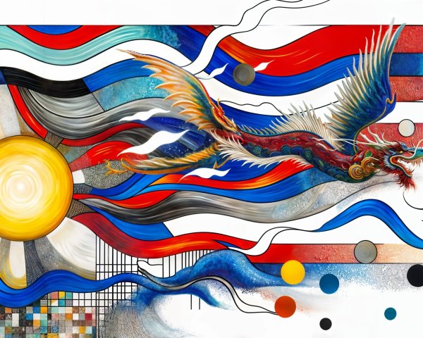 Vibrant Mural of a Mythical Dragon and Bold Colors