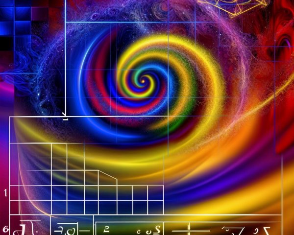 Vibrant Rainbow Abstract with Cosmic and Mathematical Elements