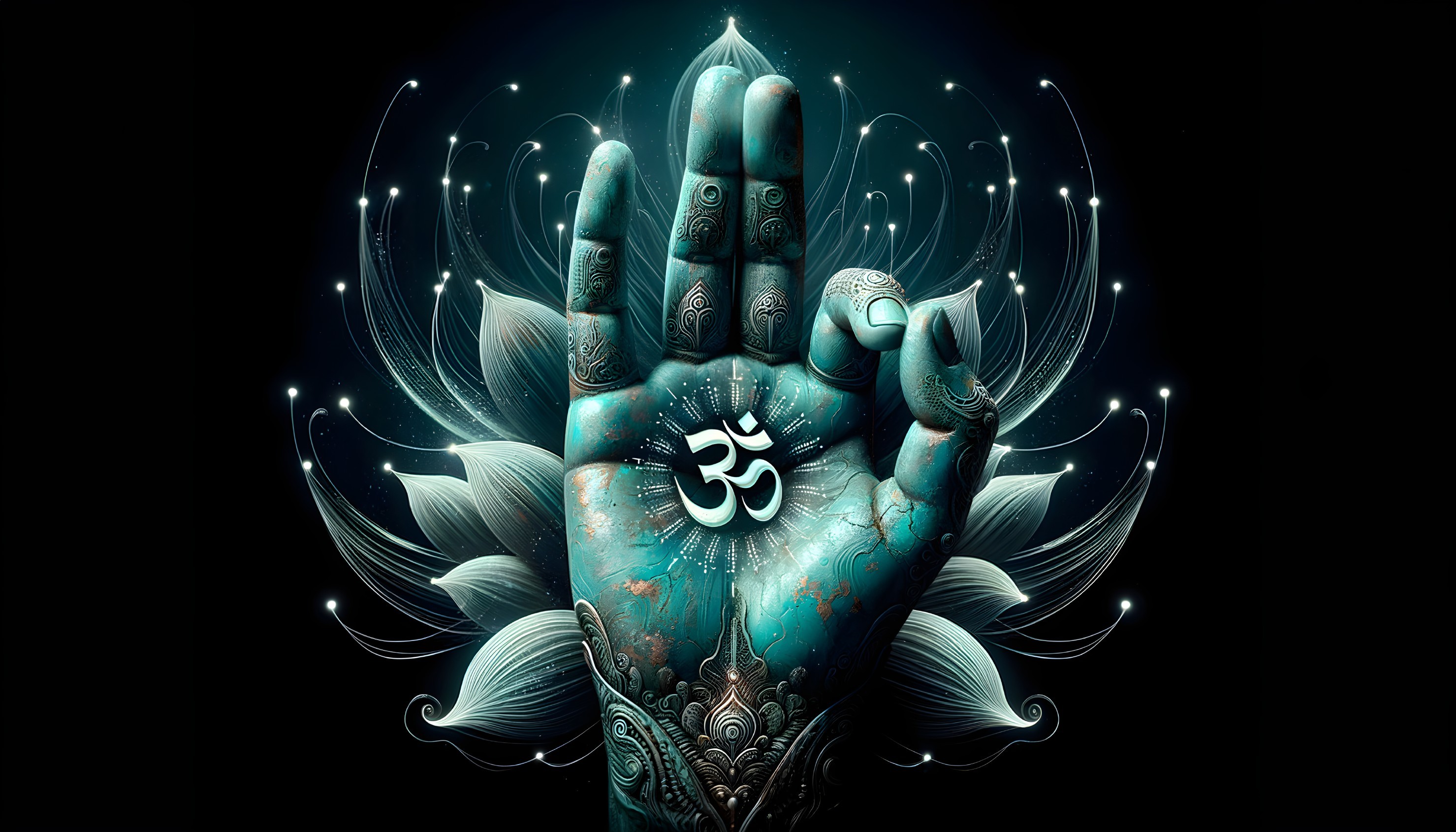 Detailed Hand Gesture Symbolizing Peace and Awakening