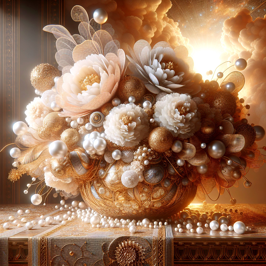 Luxurious Floral Arrangement in Ornate Golden Vase
