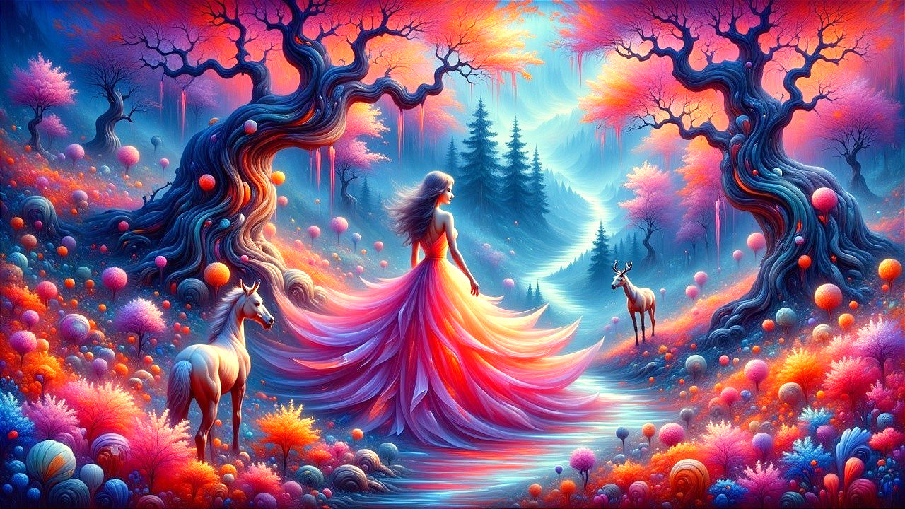 Whimsical Scene in an Enchanted Forest Setting