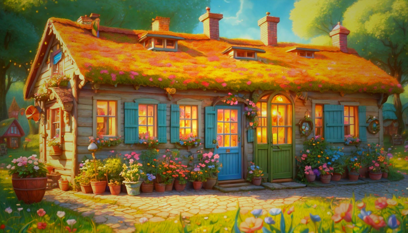 Charming Cottage with Orange Thatched Roof and Garden