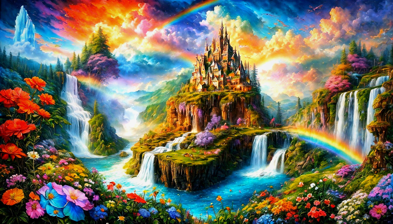 Majestic Castle on Rocky Hill with Vibrant Nature
