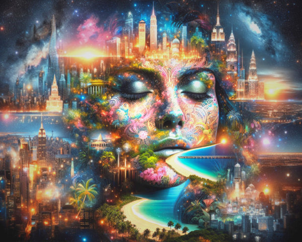 Dreamlike Composite of Nature and Urban Elements
