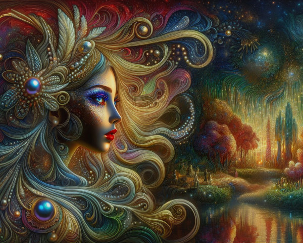 Vibrant Woman Surrounded by Nature's Mystical Beauty