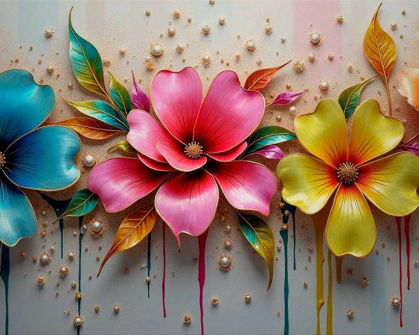 Vibrant Oversized Flower Arrangement with Textured Backdrop