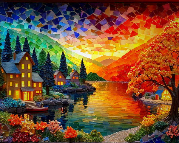 Vibrant Landscape with River and Autumn Colors