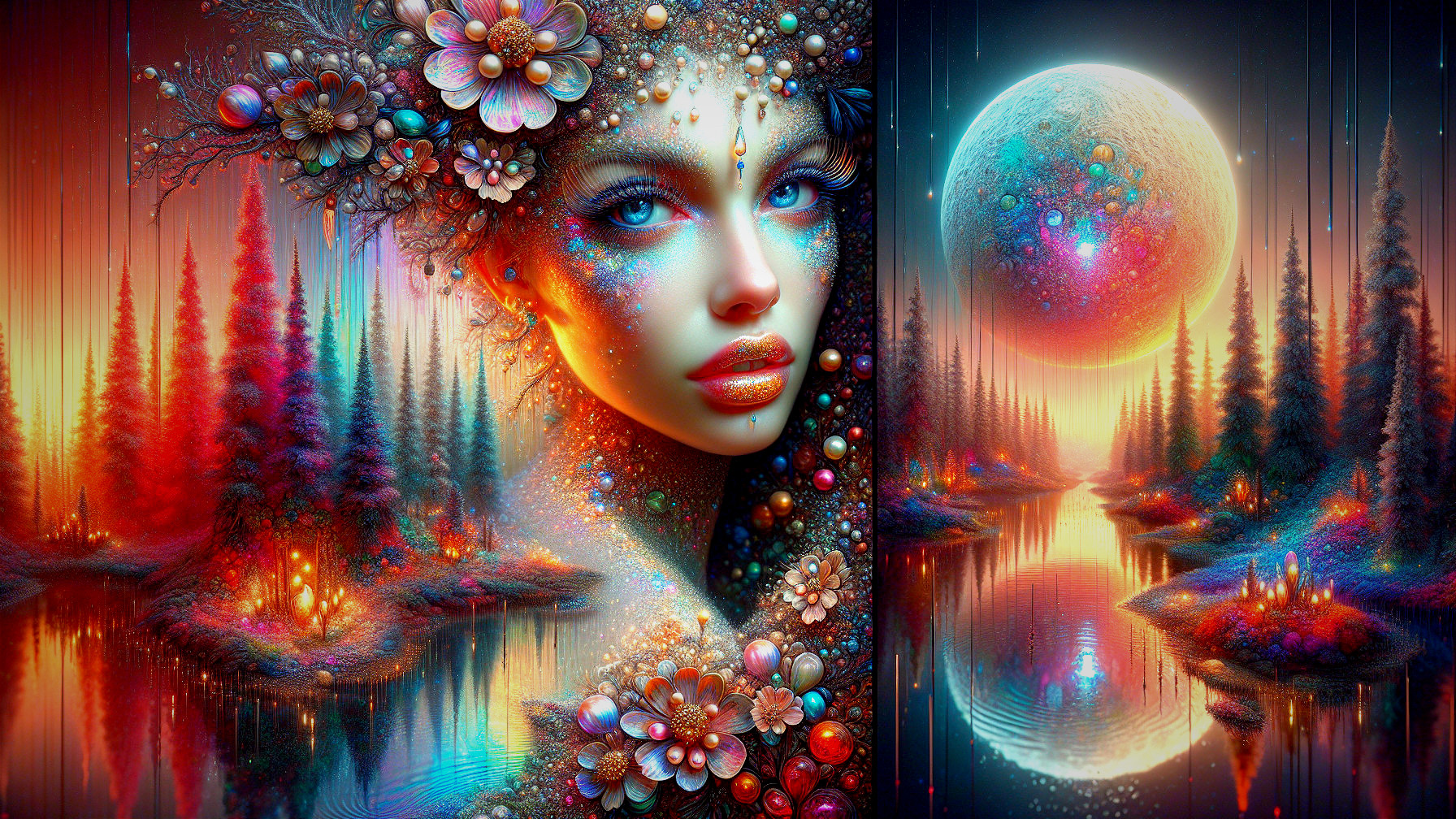 Fantastical Portrait of a Woman in a Surreal Landscape