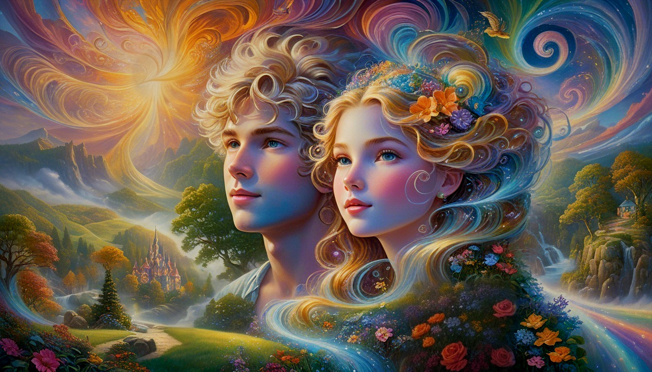 Ethereal Landscape with Enchanting Young Couple