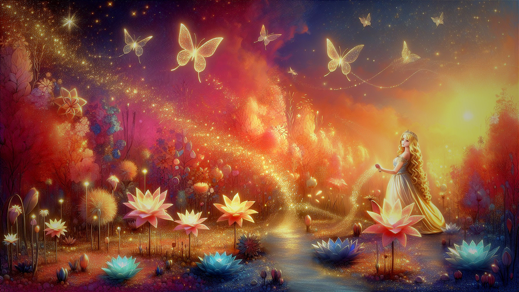 Dreamy Enchanting Landscape with Vibrant Colors