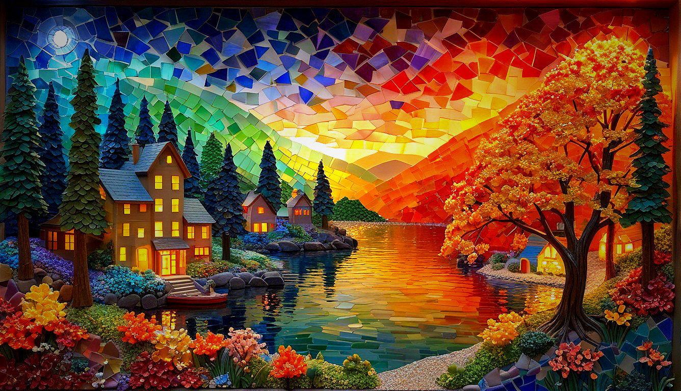 Vibrant Landscape with River and Autumn Colors