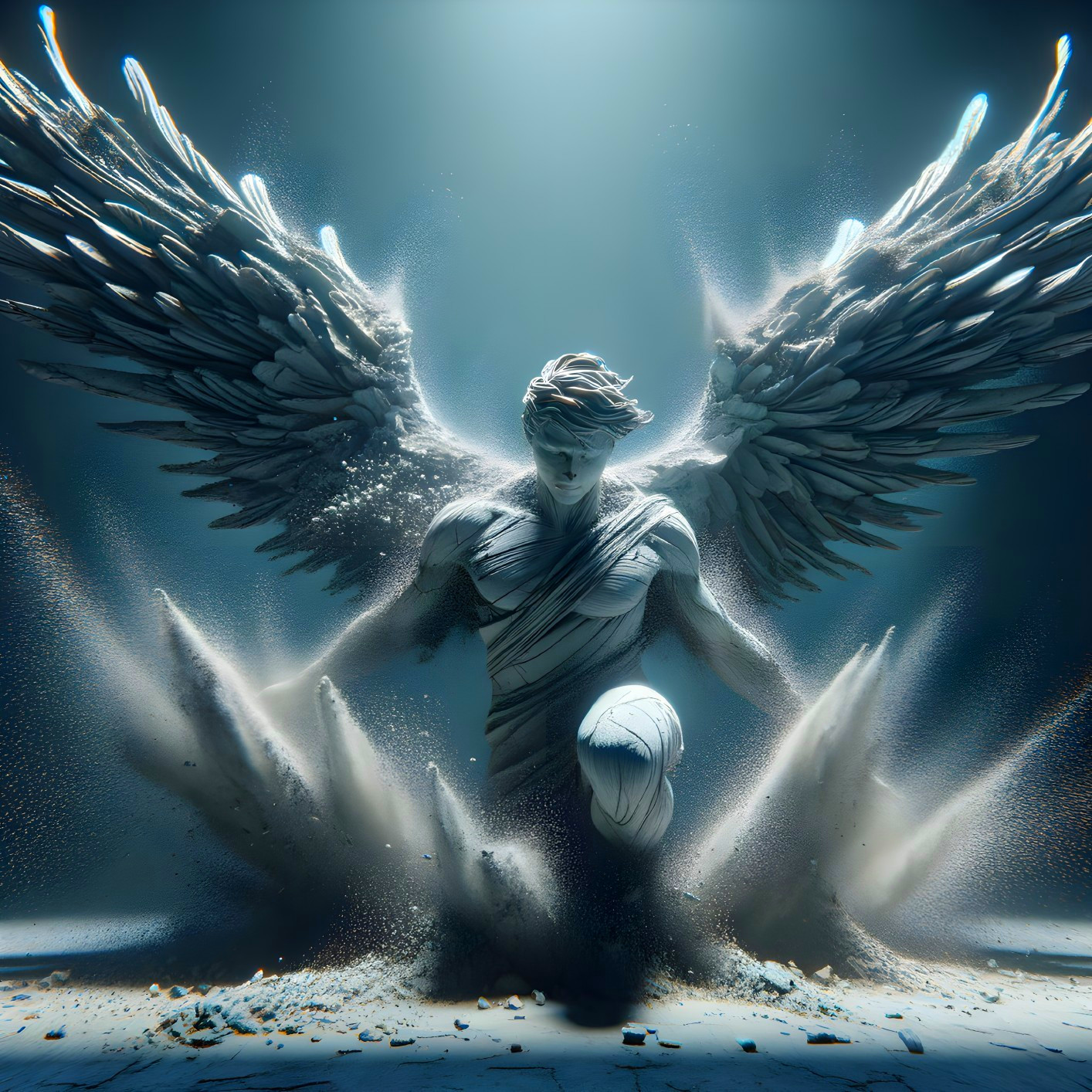 Angel with Detailed Wings in Ethereal Atmosphere