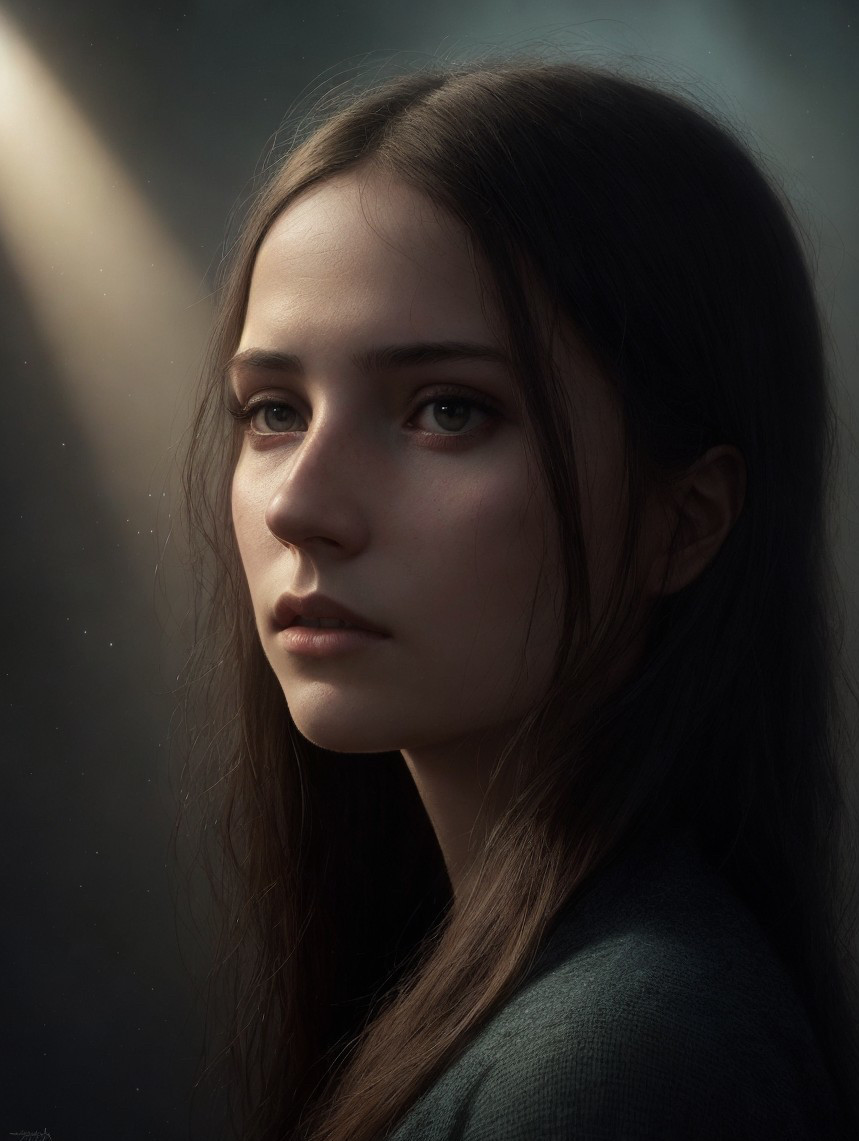 Portrait of a Thoughtful Young Woman in Natural Light