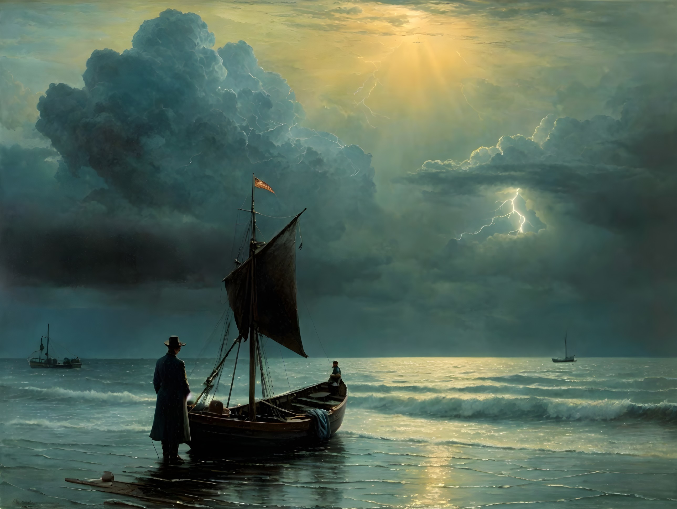 Coastal Landscape with Boat Before a Storm