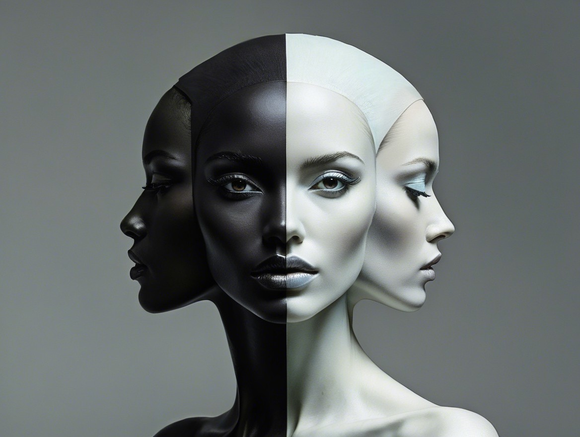 Stylized Heads Representing Duality in Art