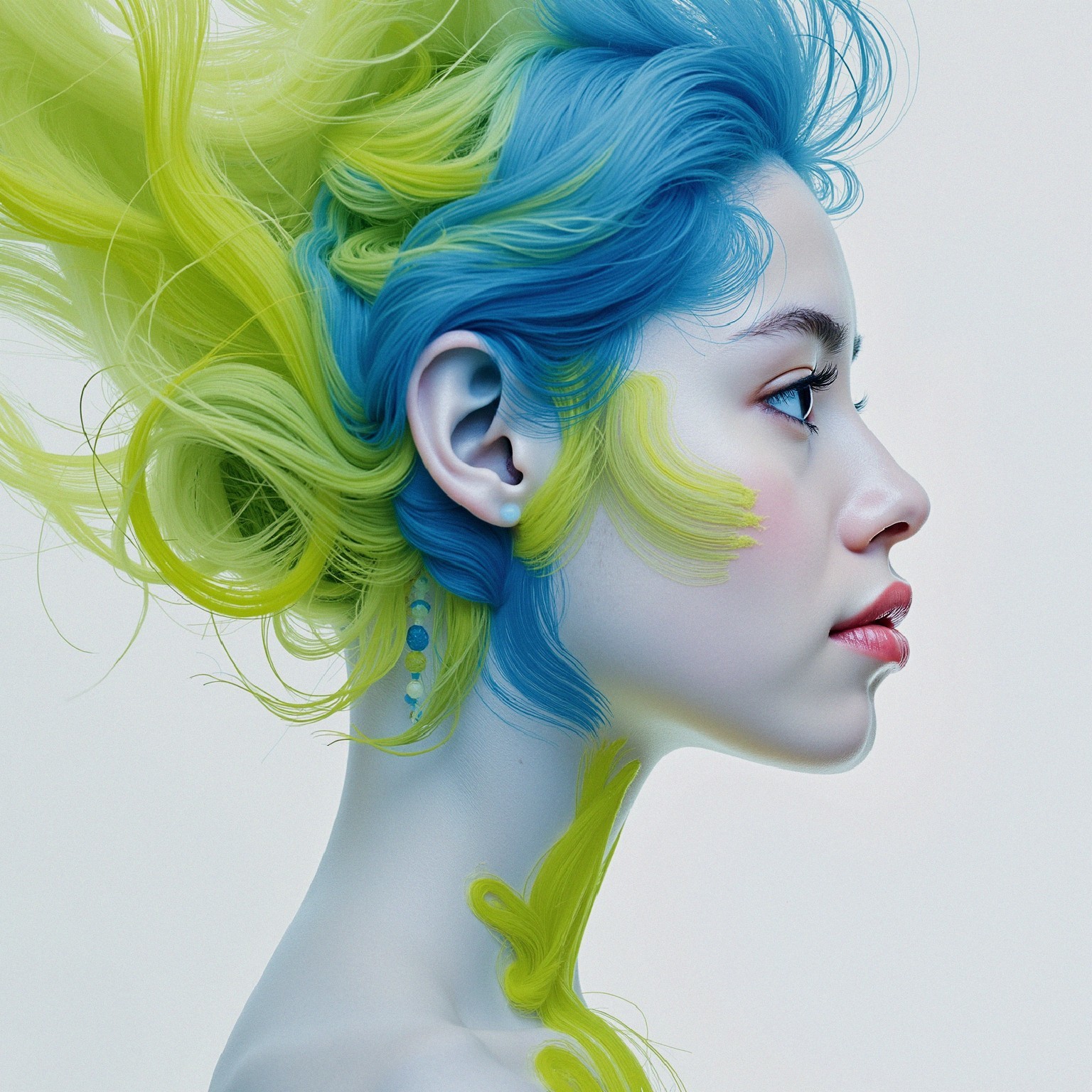 Profile of a Young Woman with Colorful Hair Transition