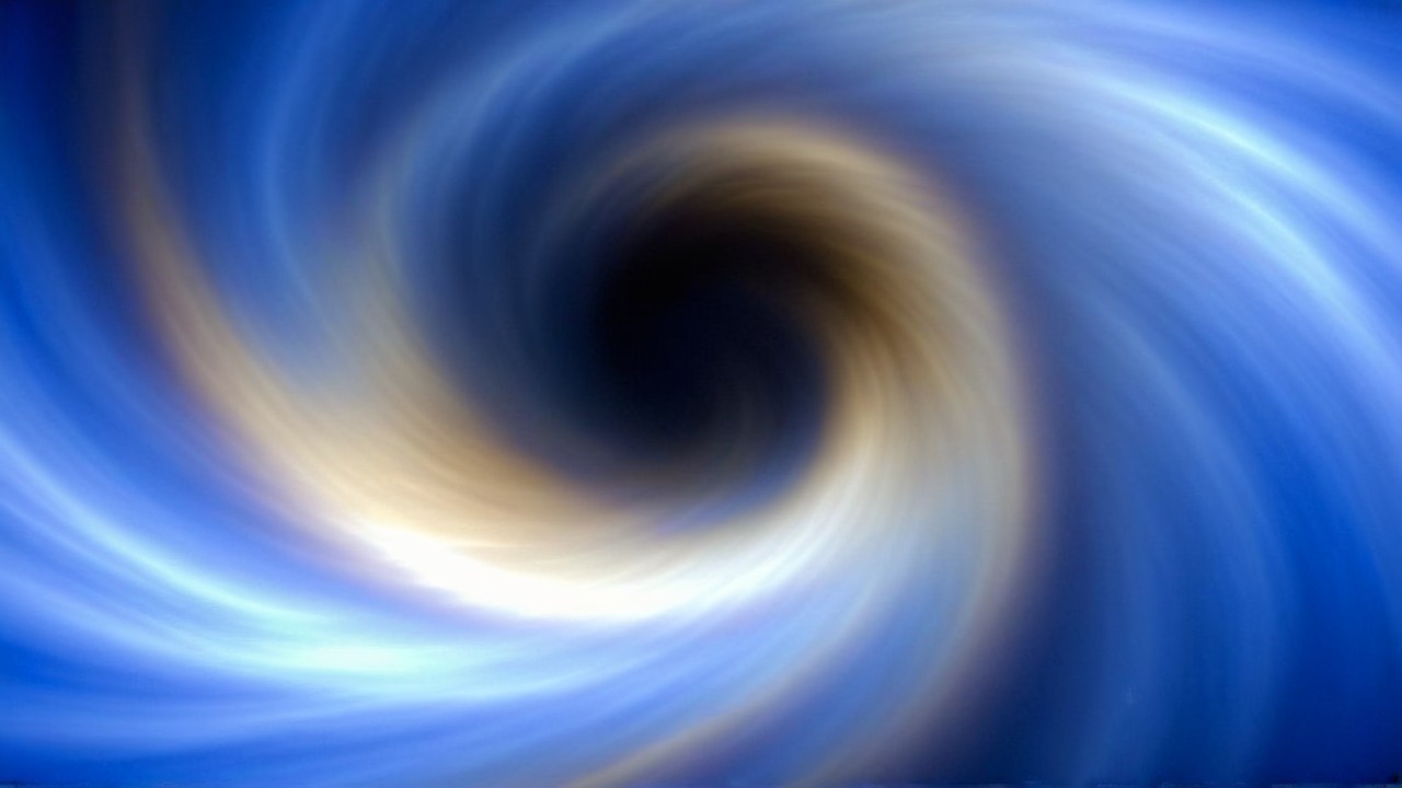 Abstract Cosmic Vortex in Blue and Gold Hues