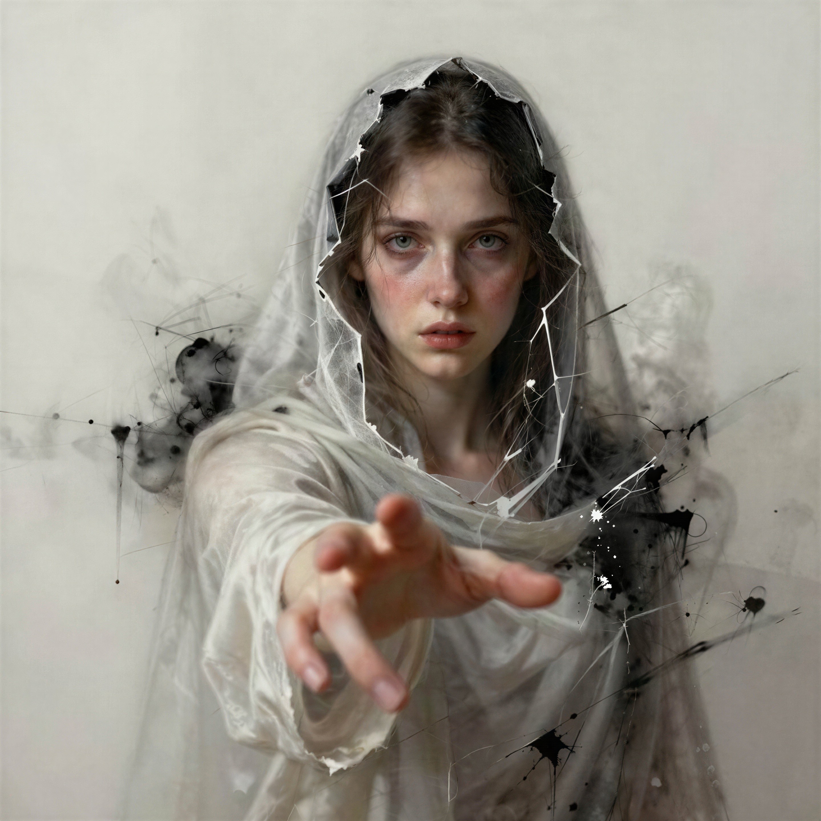 Digital Painting of a Young Woman in Ethereal Cloak