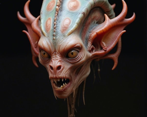 Fantastical creature with textured blue and white skin