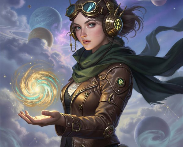 Portrait of a Young Woman in Steampunk Attire