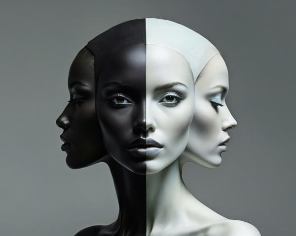 Stylized Heads Representing Duality in Art