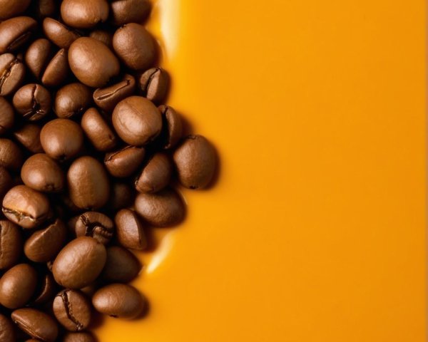 Close-Up of Roasted Coffee Beans on Orange Background