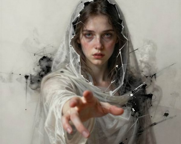 Digital Painting of a Young Woman in Ethereal Cloak