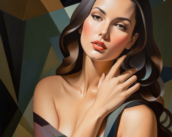 Portrait of a Woman with Flowing Hair and Stylish Outfit