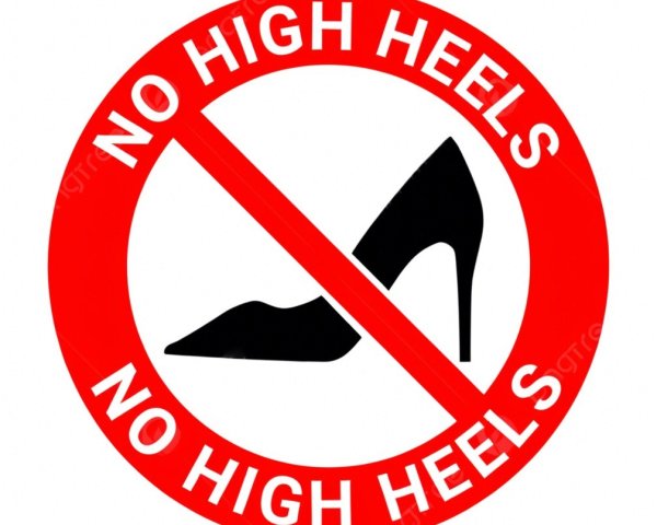 Circular No High Heels Sign with Red Border