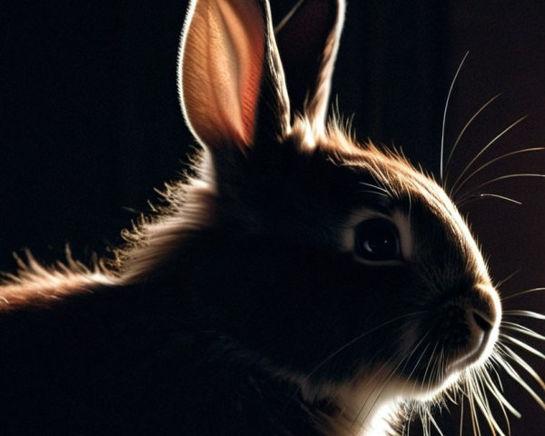 Close-Up Silhouette of a Delicate Rabbit Features