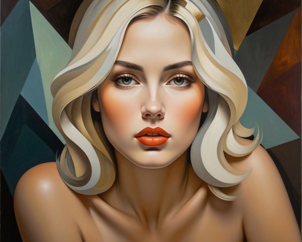 Portrait of a Woman with Blonde Hair and Green Eyes