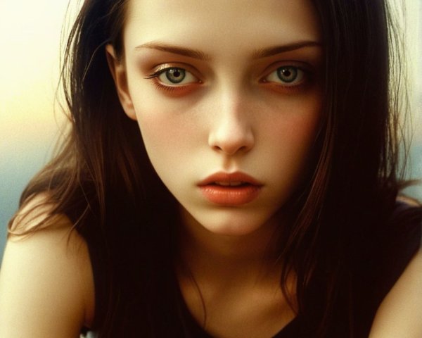Portrait of a Young Person with Green Eyes and Brown Hair