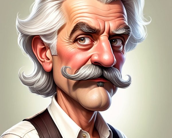 Stylized portrait of an older man with white hair