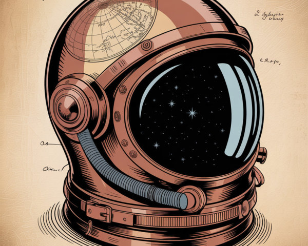 Vintage 1888 Astronaut Helmet with Detailed Illustrations