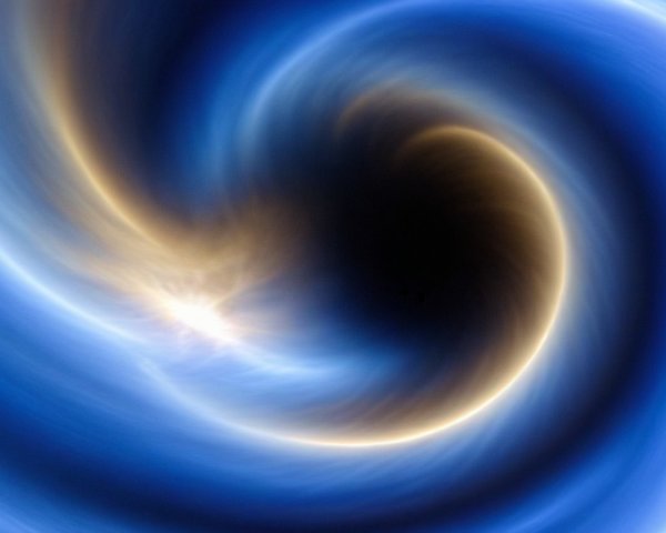 Swirling Vortex of Blue and Black Around a Black Hole