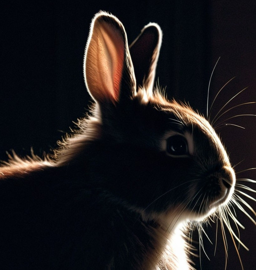 Close-Up Silhouette of a Delicate Rabbit Features